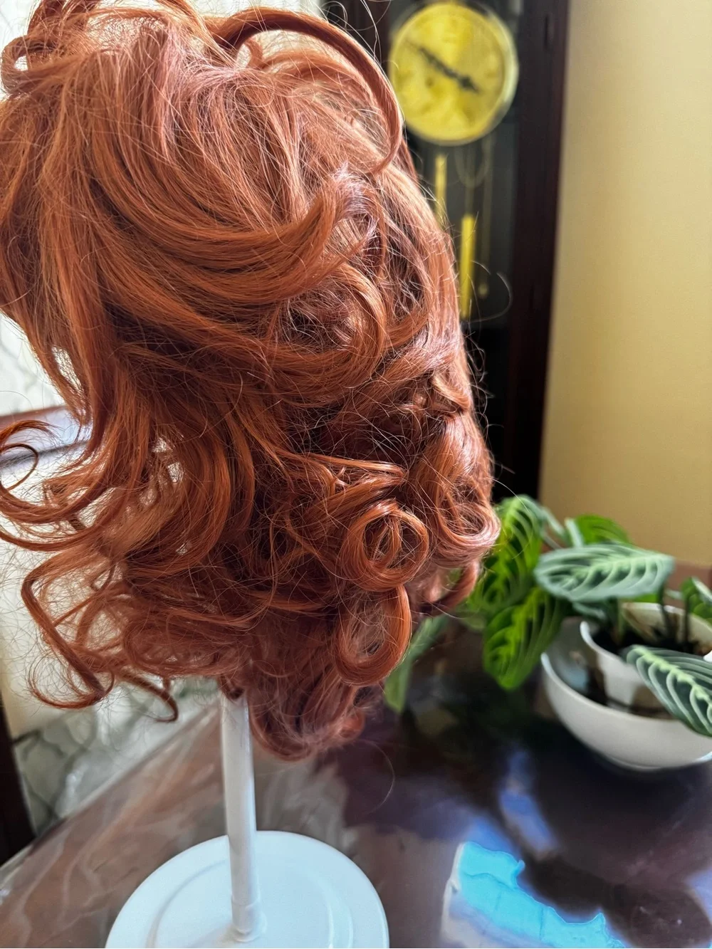 Copper Curly Bob Wig with Bangs - Women Hair